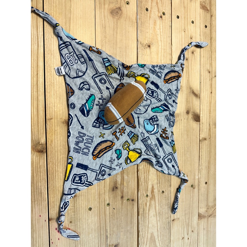 Little Sleepies Football Lovey Bamboo Viscose Security Blanket Gray Sports Print